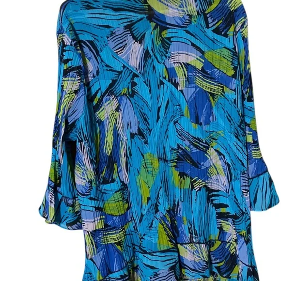 Maggie Barnes Button Up Top Women’s 1X 18/20 Accordion Pleat Bell Sleeve BoHo - Picture 16 of 16